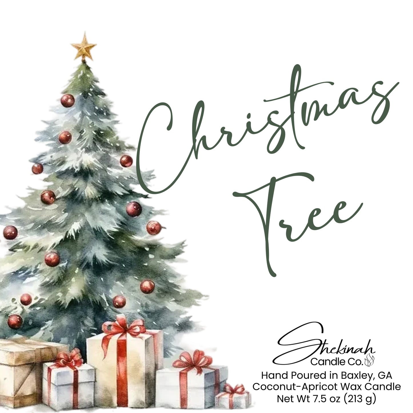 Christmas Tree Candle - 7.5 oz - Clear Glass/Wood Lid