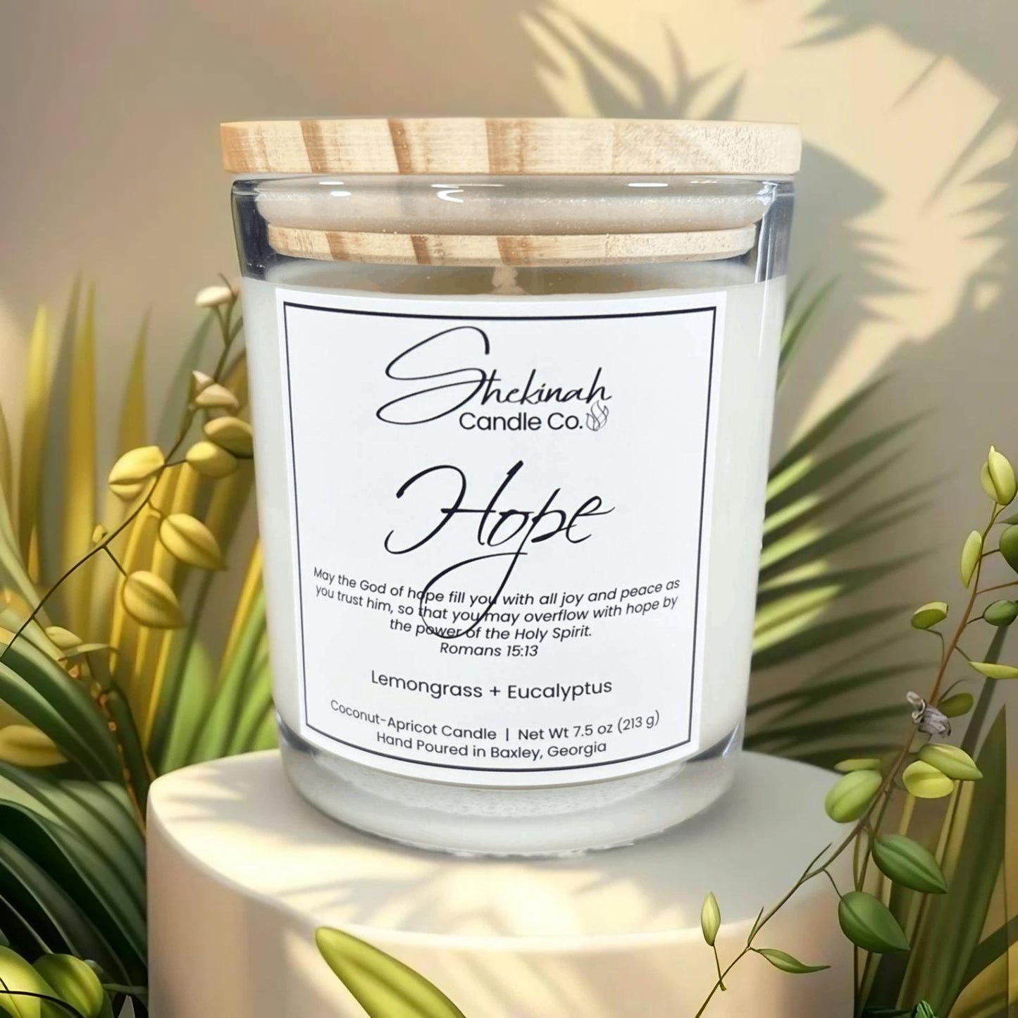 Hope Candle - 7.5 oz - Clear Glass/Wood Lid