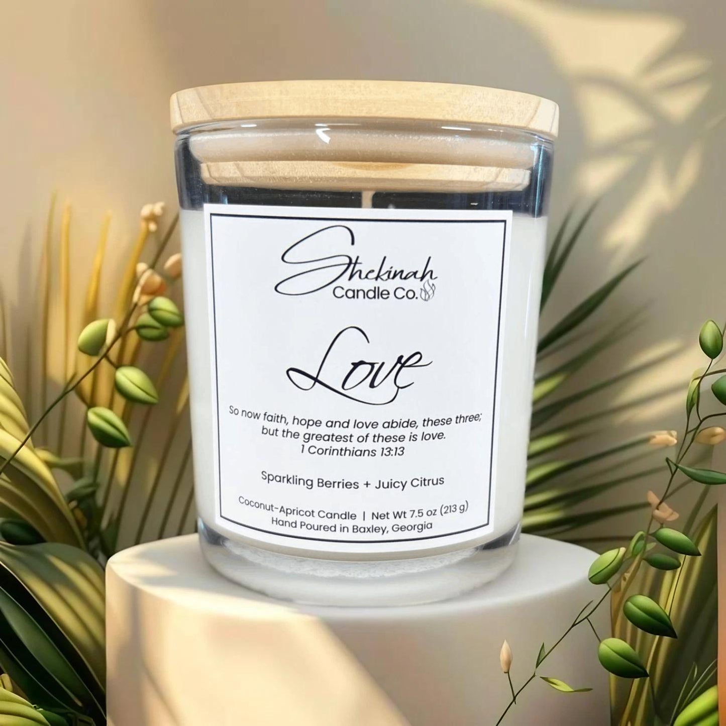 Love Candle - 7.5 oz - Clear Glass/Wood Lid