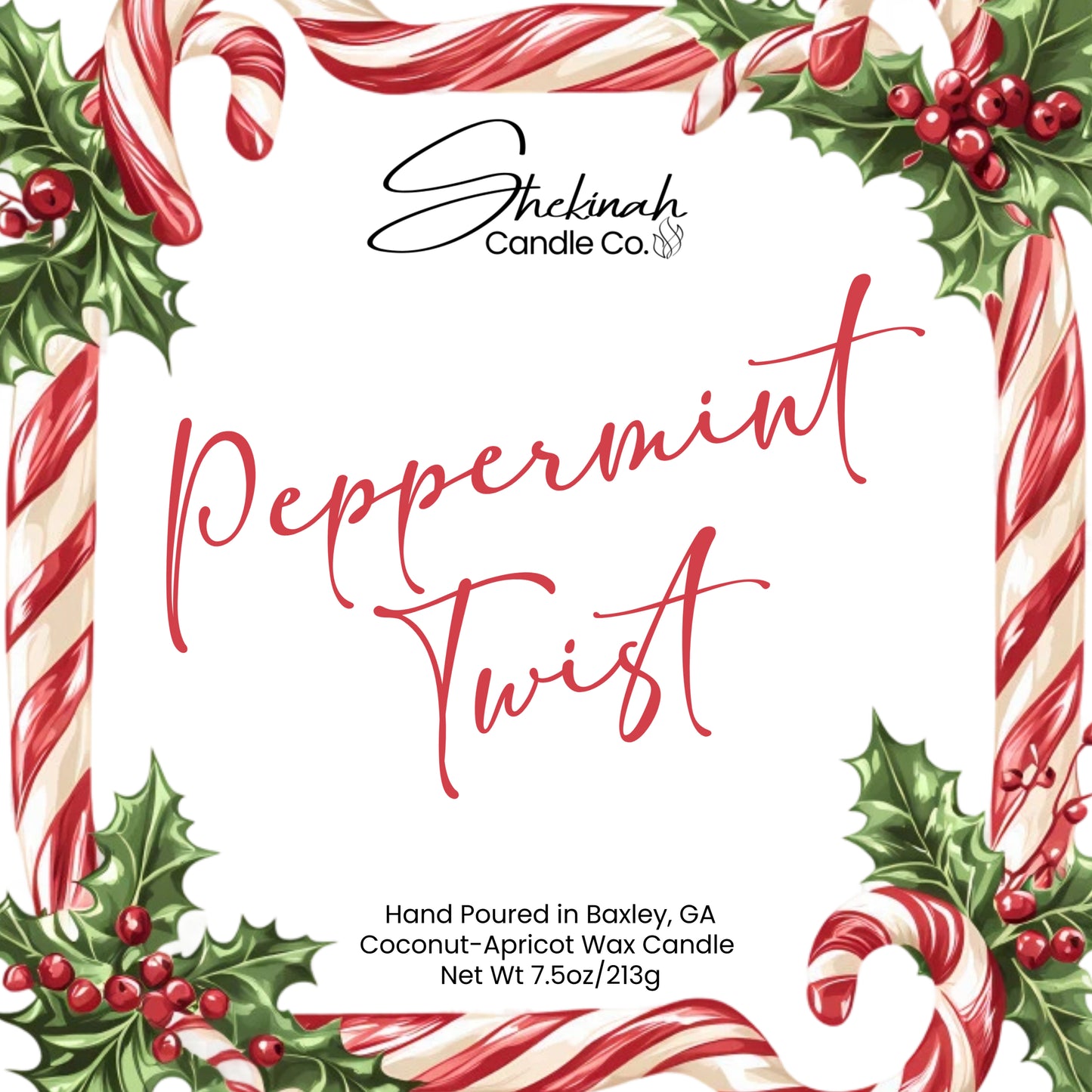 Peppermint Twist Candle - 7.5 oz - Clear Glass/Wood Lid