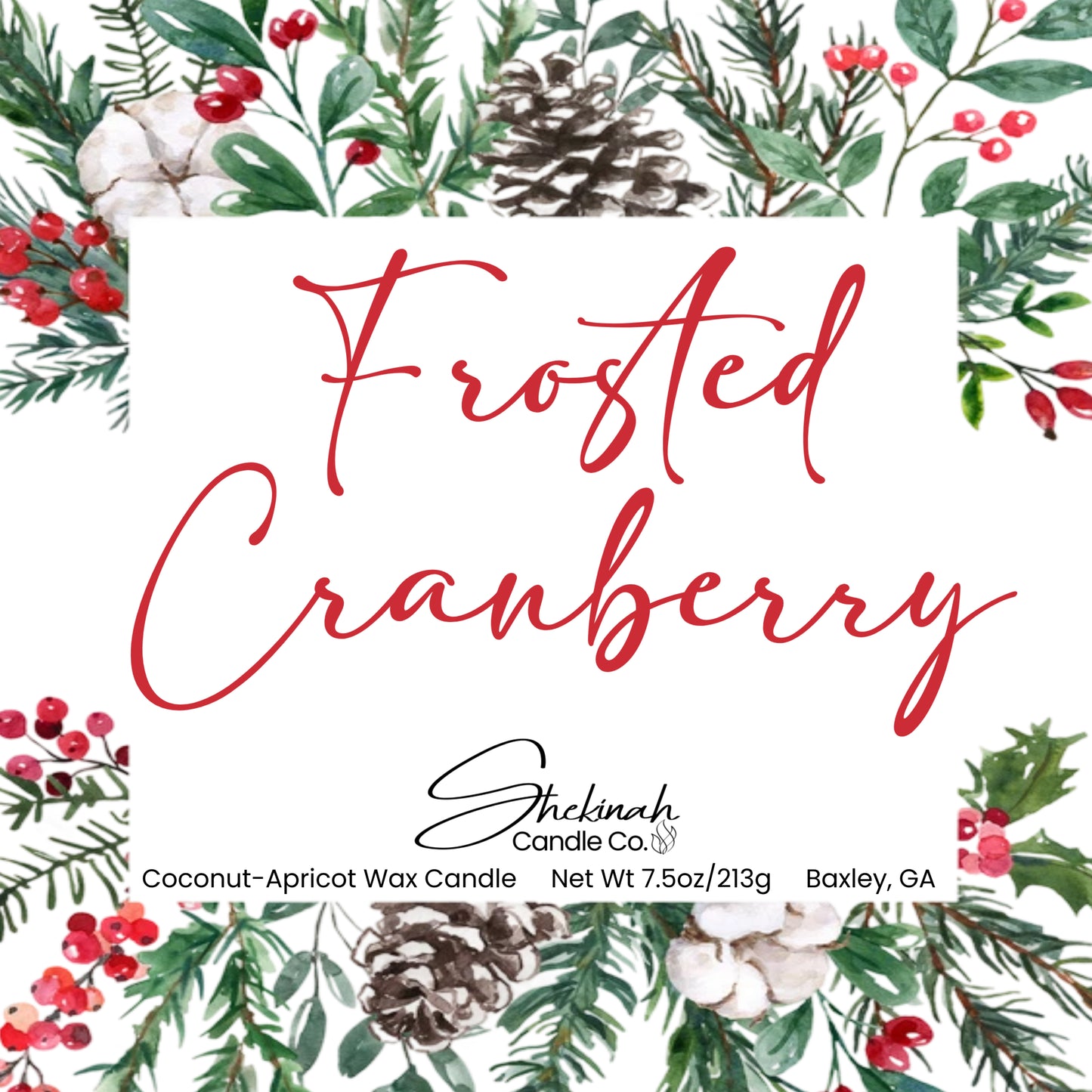 Frosted Cranberry Candle - 7.5 oz - Clear Glass/Wood Lid