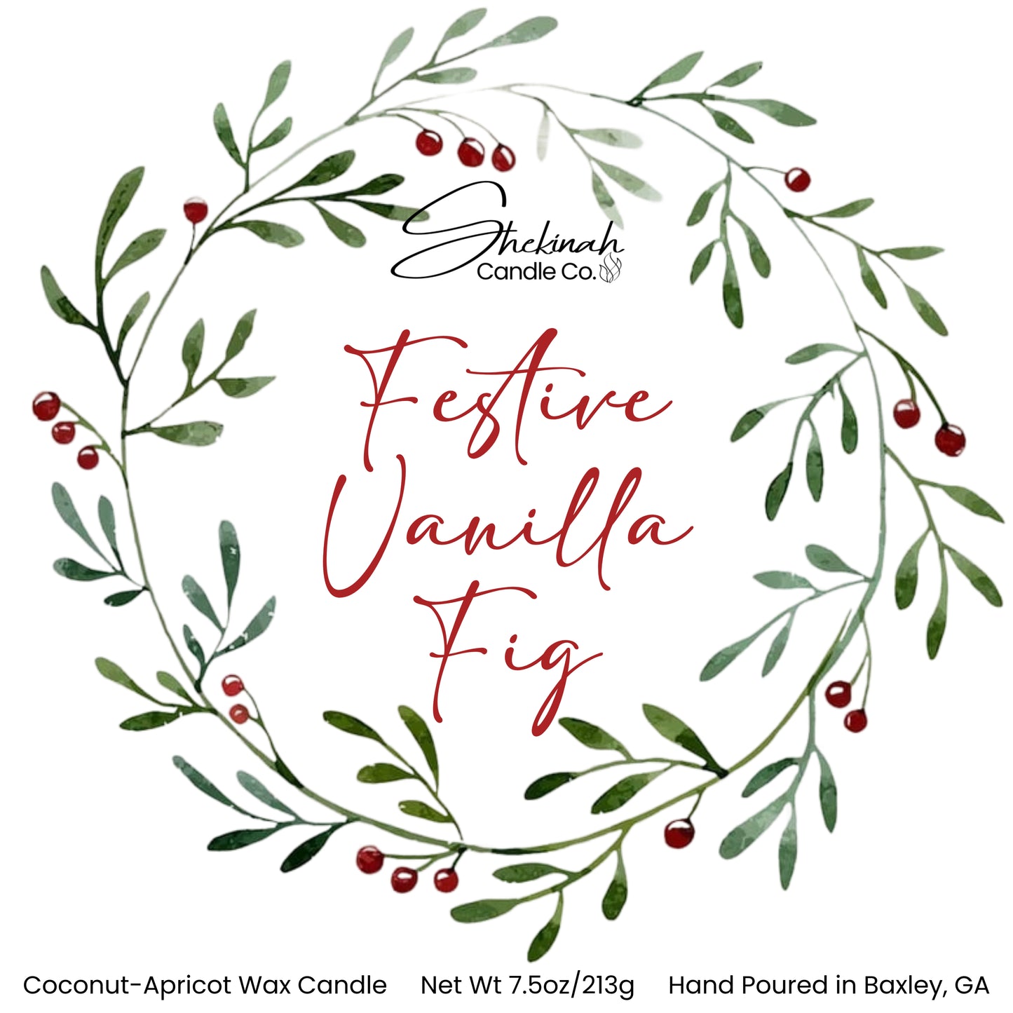 Festive Vanilla Fig Candle - 7.5 oz - Clear Glass/Wood Lid