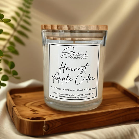 Harvest Apple Cider Candle - 7.5 oz - Clear Glass/Wood Lid