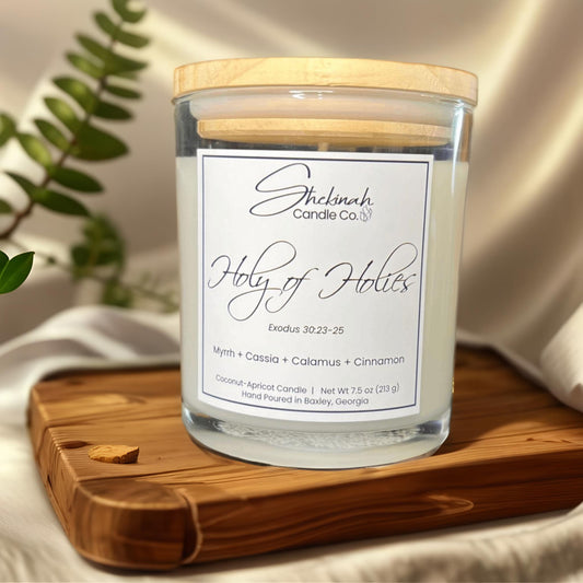 Holy of Holies Candle - 7.5 oz - Clear Glass/Wood Lid