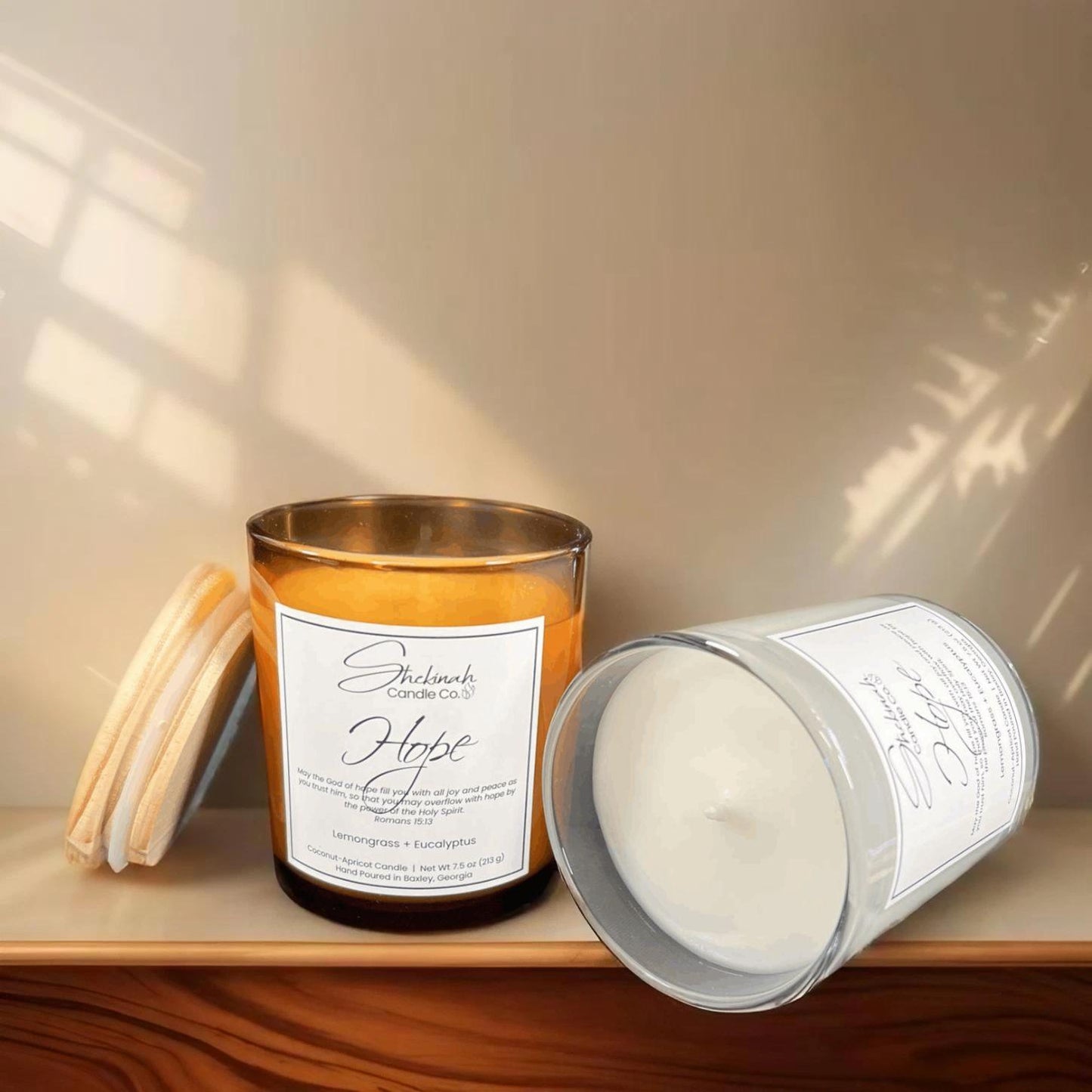 Hope Candle - 7.5 oz - Amber Glass/Wood Lid