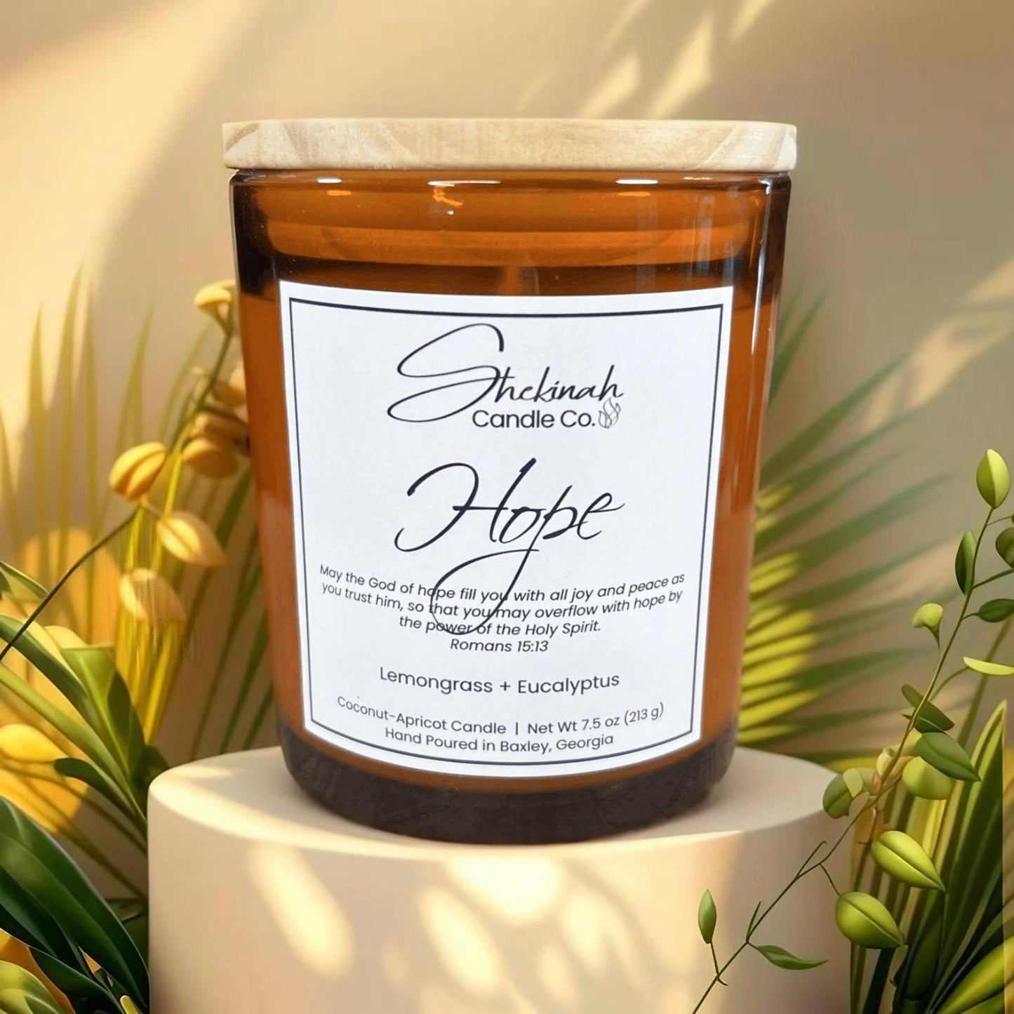 Hope Candle - 7.5 oz - Amber Glass/Wood Lid
