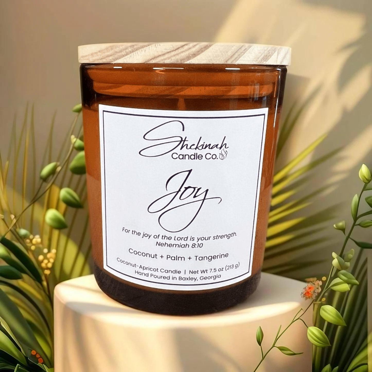 Joy Candle - 7.5 oz - Amber Glass/Wood Lid