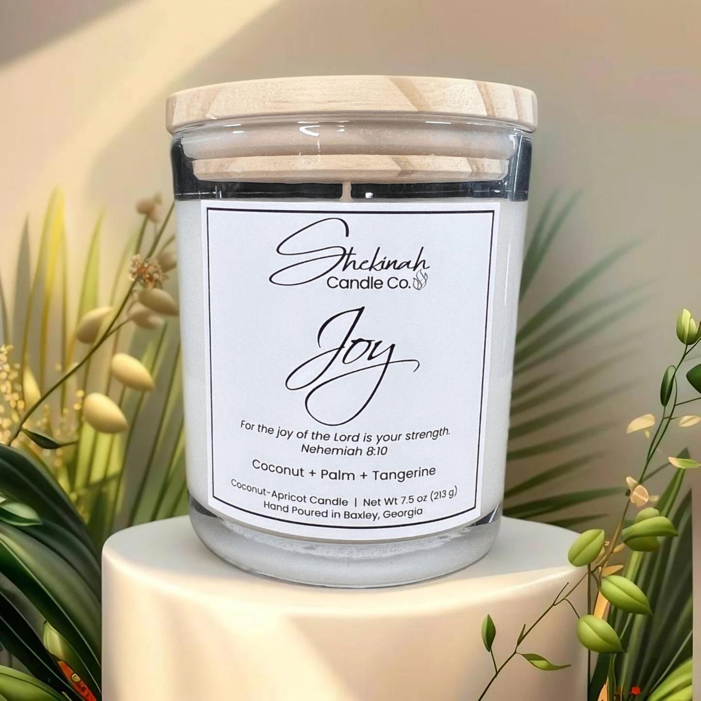 Joy Candle - 7.5 oz - Clear Glass/Wood Lid