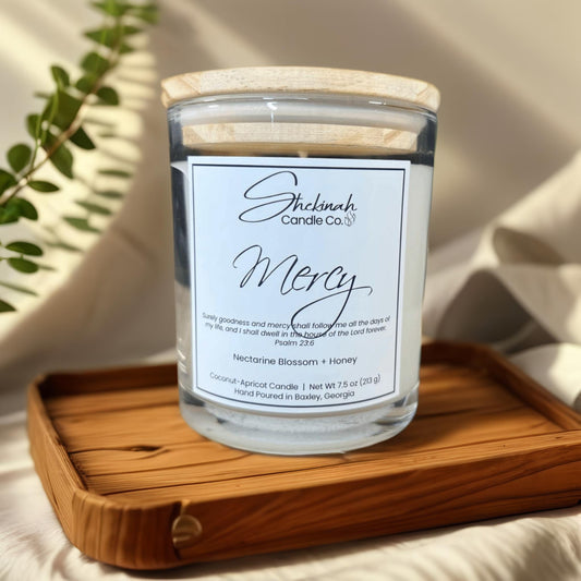 Mercy Candle - 7.5 oz - Clear Glass/Wood Lid