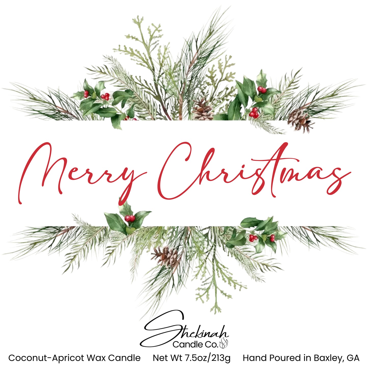 Merry Christmas Candle - 7.5 oz - Clear Glass/Wood Lid