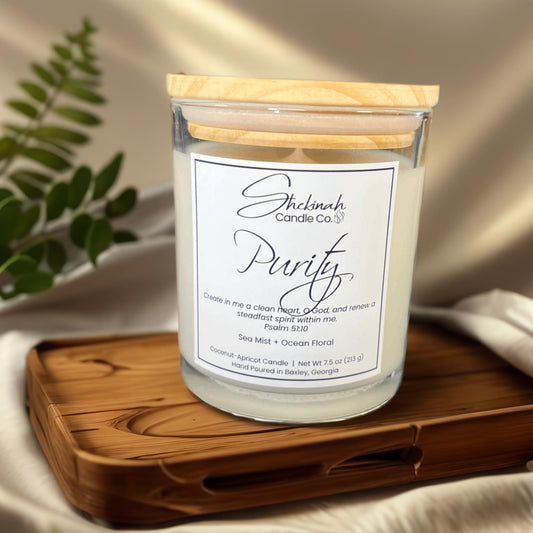 Purity Candle - 7.5 oz - Clear Glass/Wood Lid