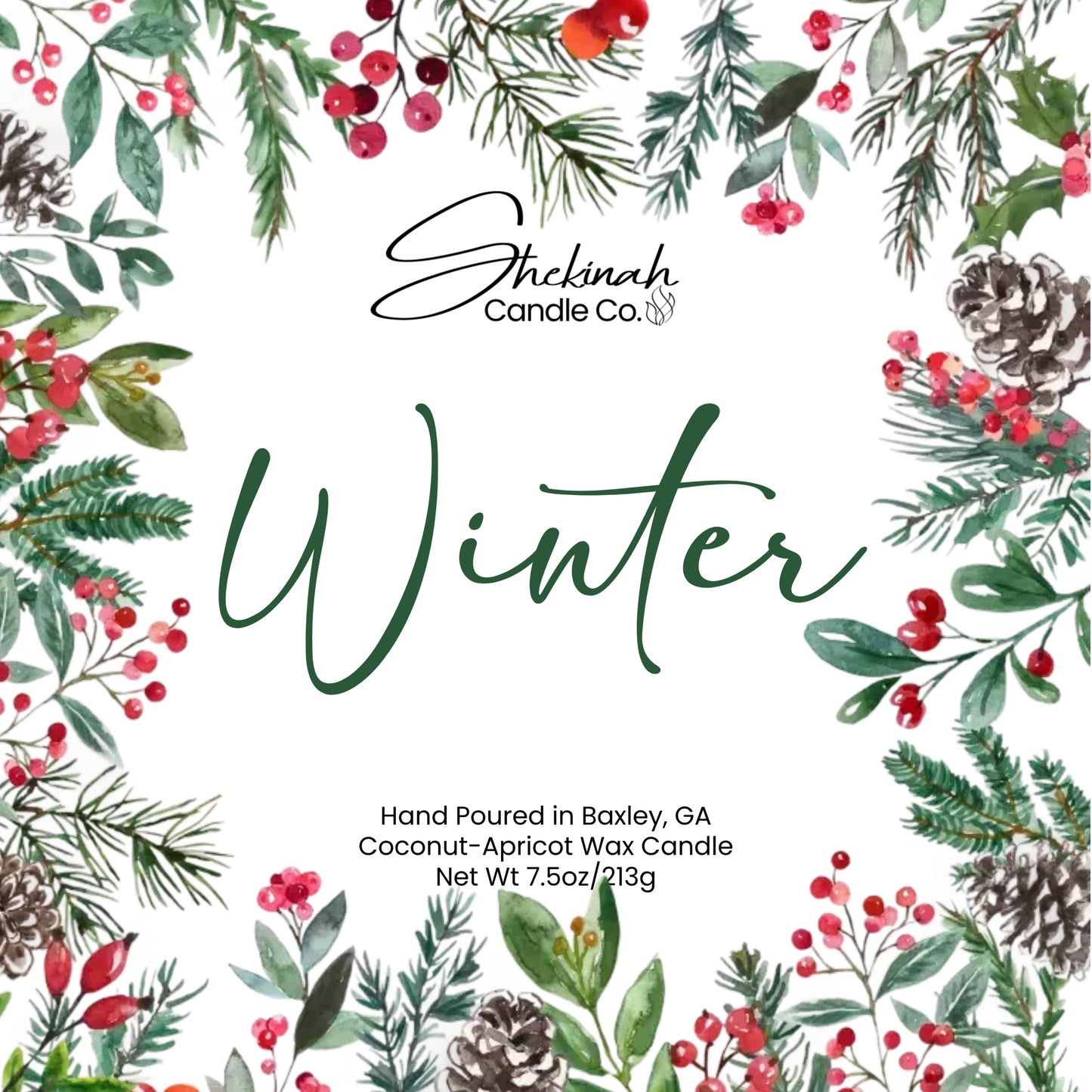 Winter Candle - 7.5 oz - Clear Glass/Wood Lid