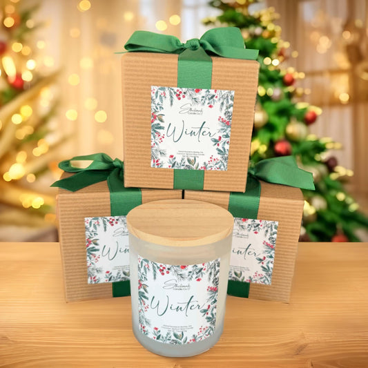 Winter Candle - 7.5 oz - Clear Glass/Wood Lid